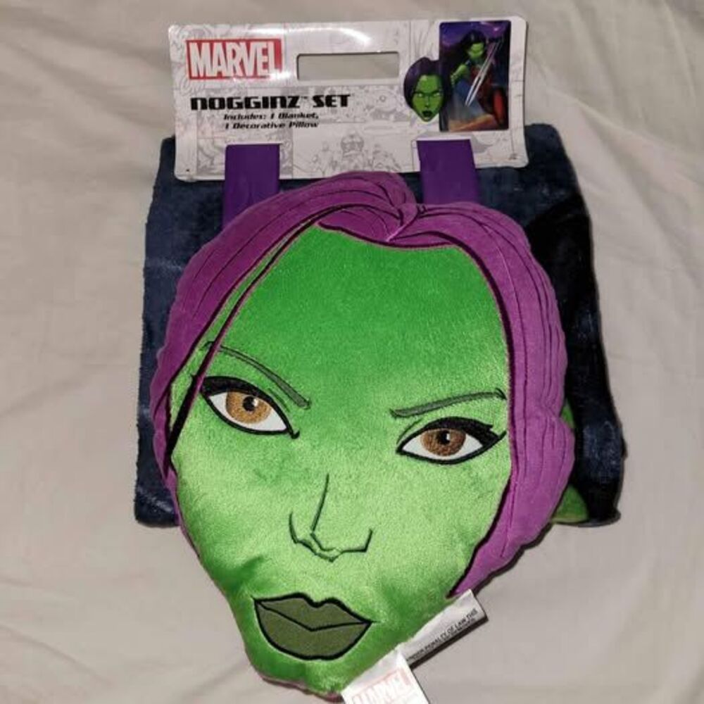 Gamora Marvel Nogginz Pillow and Blanket Set NWT 60 x 90 Super Soft